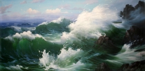 油画《大海》朝鲜功勋艺术